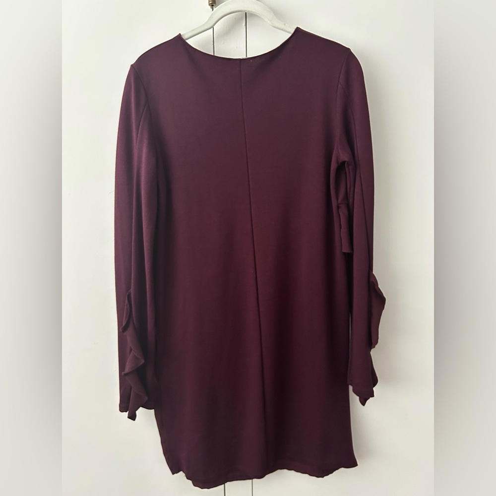 Zara Burgundy Ruffle Dress - Picture 2 of 6